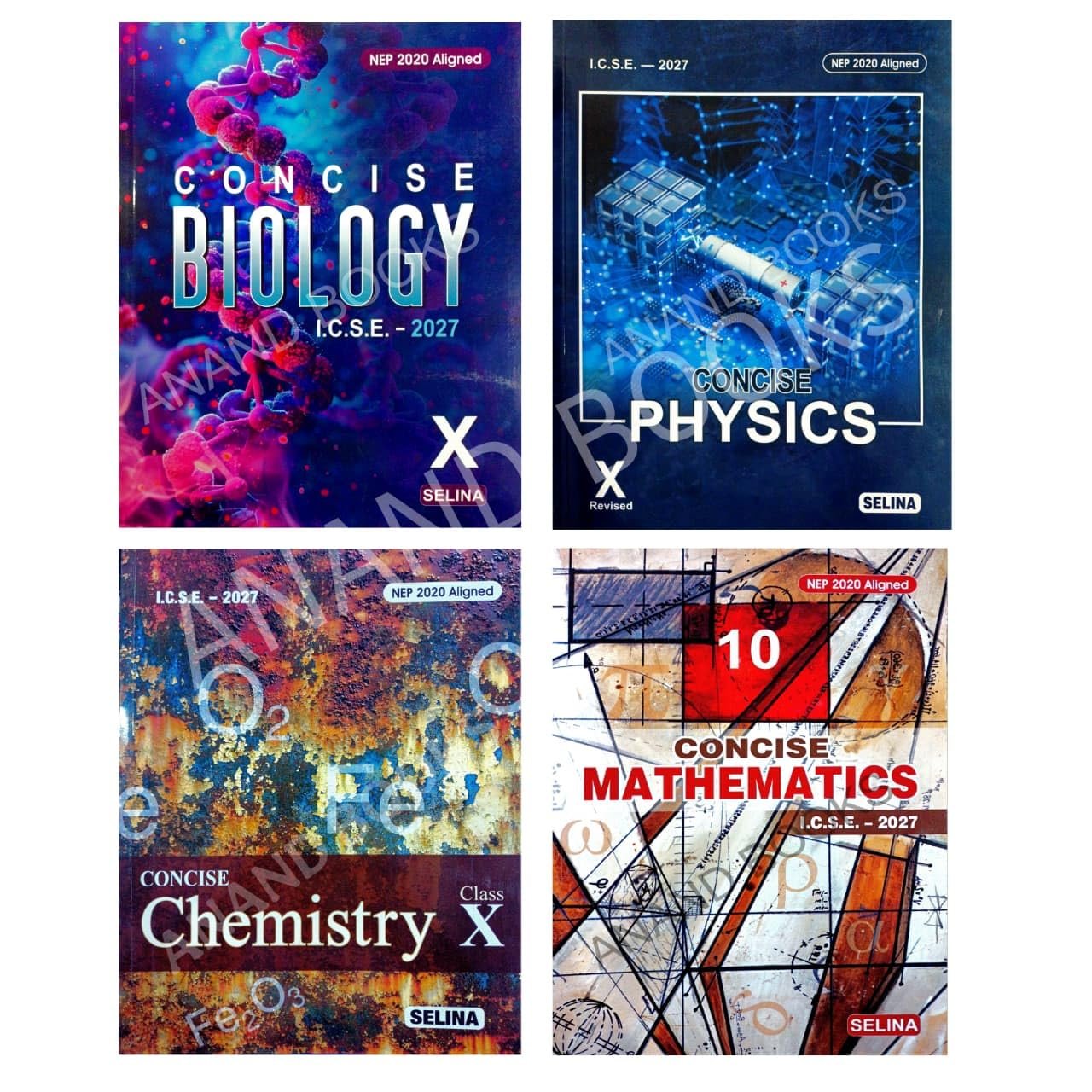 Selina ICSE Class 10 Combo of Concise Physics, Concise Chemistry, Concise Biology and Concise Math, Latest for 2027 Examinations (Set of 4 Books) Latest Updated New Edition 2026-27